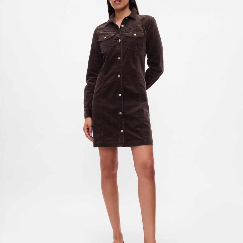 Velvet Denim Mini Shirtdress